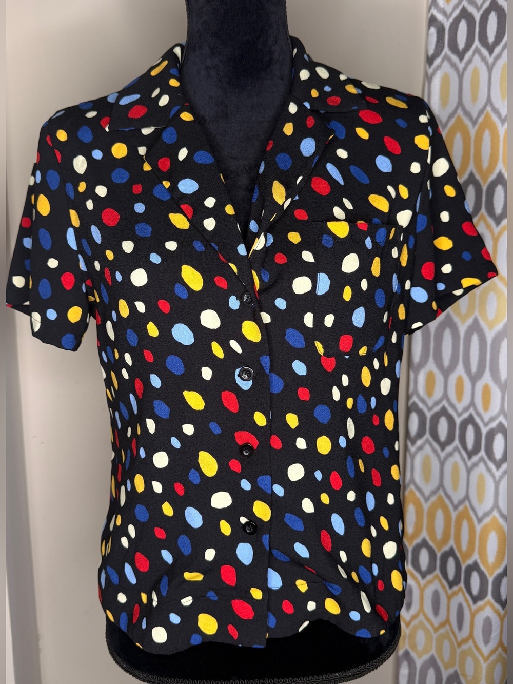 RIHOAS retro short-sleeve button-up blouse Size M